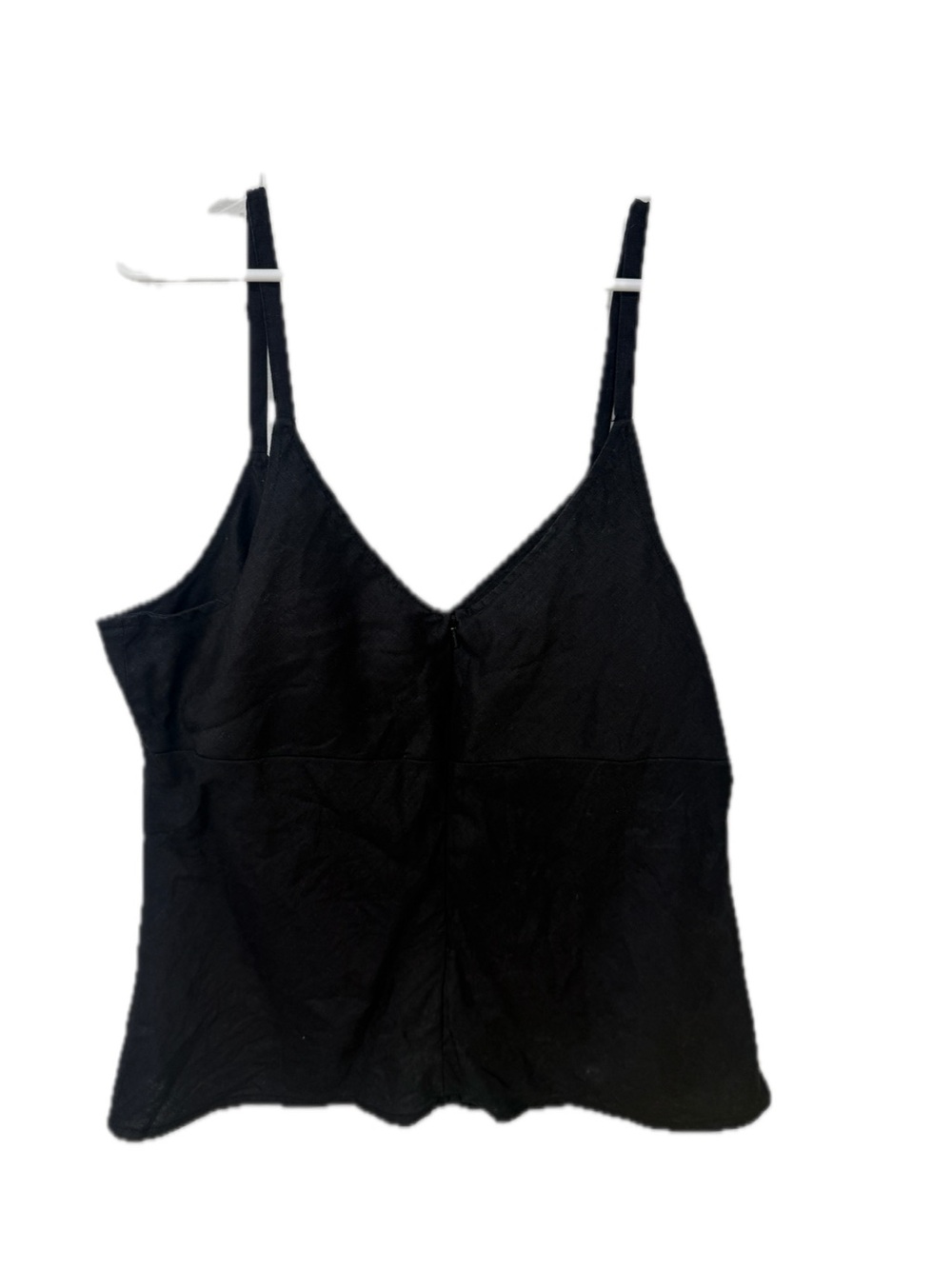 Black Vtg 100% Linen Strap Women's Tank Top XL Old Navy